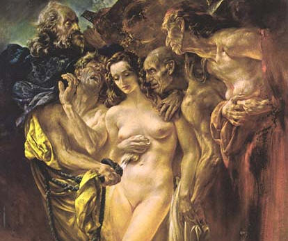 Ez.16:25 ... en hebt met uw benen geschreden voor een ieder, die voorbijging, en hebt uw hoererijen vermenigvuldigd.